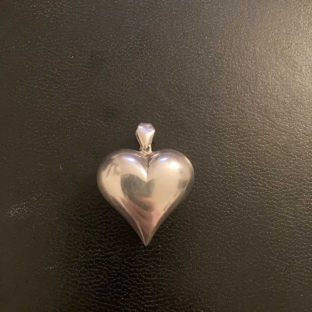Sterling silver puffy heart pendant
